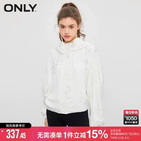 ONLY冬季休闲宽松满印连帽蝙蝠袖短款外套女图片