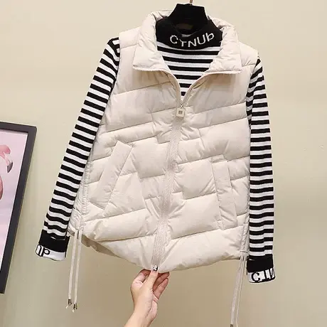 羽绒棉马甲女士短款修身坎肩秋冬季马夹百搭外套2023新款冬天背心商品大图