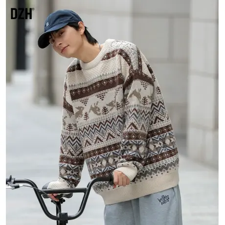 男士针织打底衫男秋冬季潮牌圆领毛衣慵懒高级感男装上衣情侣外套商品大图