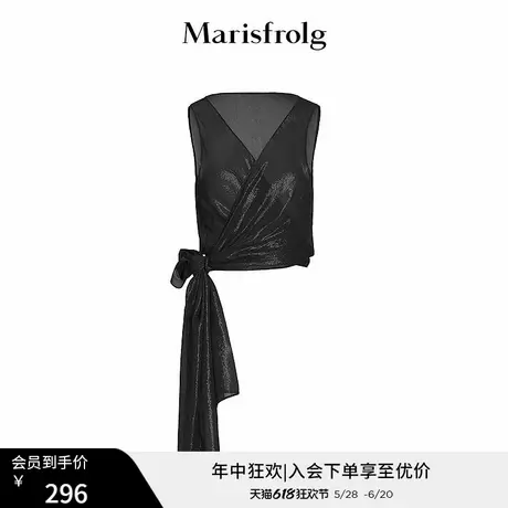 【轻礼系列】玛丝菲尔交叠门襟绑结飘带设计感亮纱上衣图片