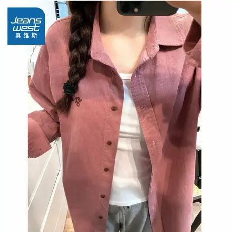 KF真维斯女装纯色衬衫 2025春季新品上衣 经典翻领潮流少女衬衣女图片