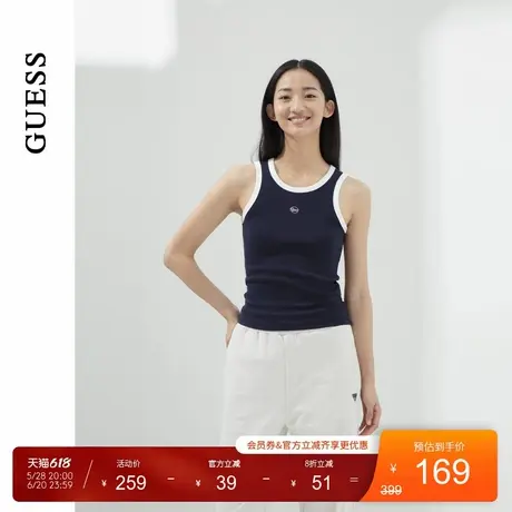 【李孝利同款】GUESS 女士百搭撞色logo简约工字背心商品大图