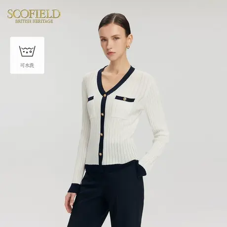 【可水洗】Scofield女慵懒撞色针织衫抽条肌理空调衫2025夏季新品图片