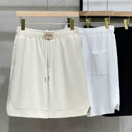 美式短裤男外穿夏季休闲裤男装运动篮球中裤卫裤宽松纯色五分裤子图片