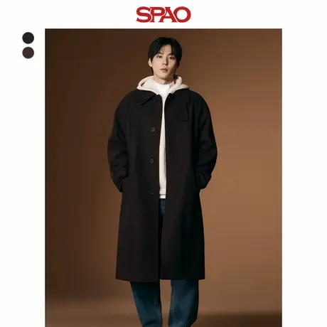SPAO韩国同款冬季男士简约气质毛呢羊毛大衣外套SPJWE4VM02商品大图