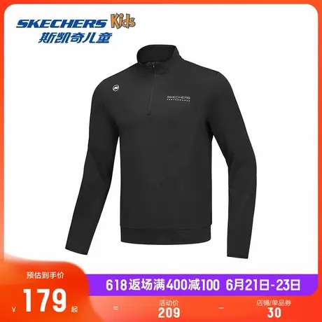 Skechers斯凯奇男子简约时尚针织休闲半开衫长袖T恤衫运动上衣商品大图
