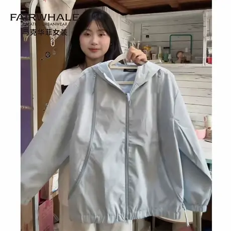 马克华菲休闲连帽夹克外套女2025秋季新款oversize宽松三防冲锋衣图片