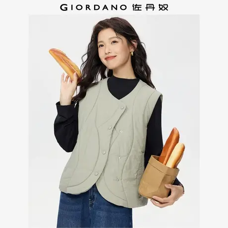 佐丹奴背心外套女秋冬新款波浪间线圆领弧形下摆棉衣马甲13375643商品大图