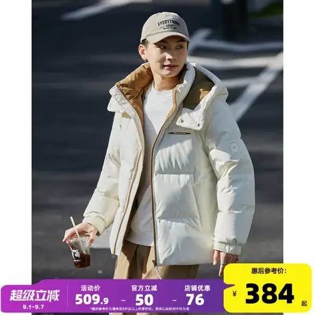 唐狮2024冬季新款男羽绒服撞色拼接连帽短款外套加厚保暖面包服潮商品大图