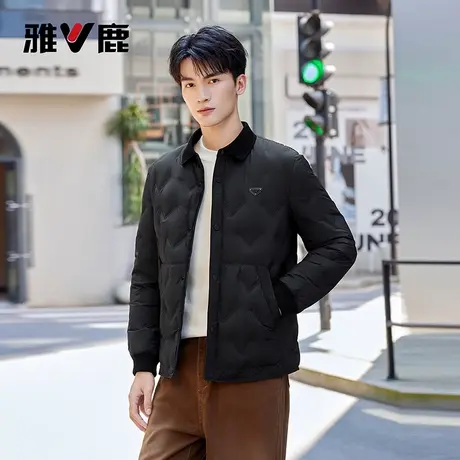 雅鹿鹅绒羽绒服男款2025秋季新款休闲衬衫领修身轻薄舒适保暖外套图片