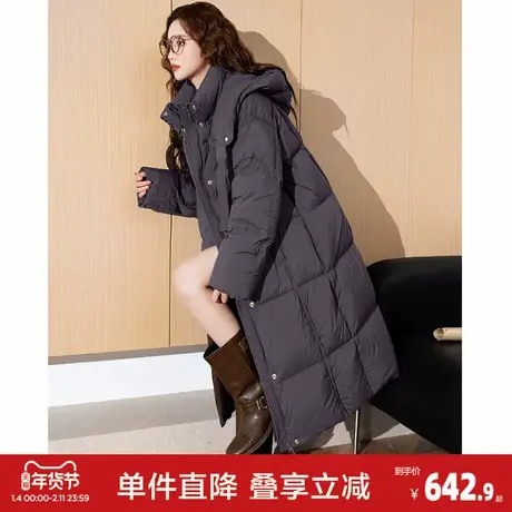 唐狮新款女羽绒服冬长款设计感外套连帽休闲保暖韩版面包服cq商品大图