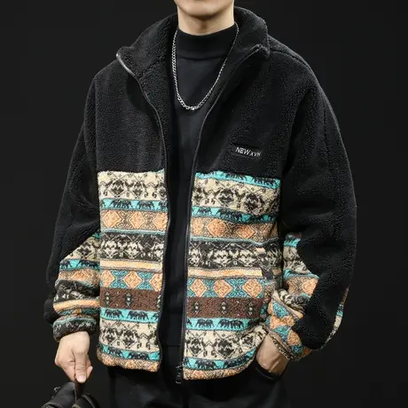 羊羔绒外套男超厚2023新款冬季宽松中国风加厚男士夹克秋冬衣服潮图片