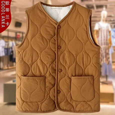 加肥加大码中老年妈妈秋冬加绒棉马甲女宽松洋气百搭保暖马夹外套商品大图