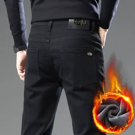 2023年新款冬季男士加绒加厚保暖休闲牛仔裤子秋冬款西裤男款冬裤商品大图