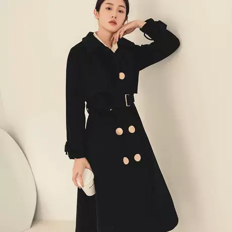 桔熊秋冬季英伦风保暖宽松毛呢大扣长款大衣外套女神大码EA3192图片