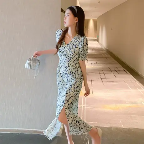 othermix 法式茶歇裙子女2023夏季新款温柔风连衣裙碎花图片