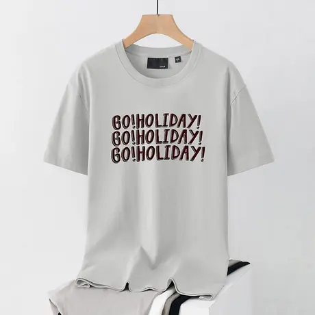 250g重磅纯棉短袖t恤男圆领上衣服夏季美式宽松全棉半袖印花体恤商品大图