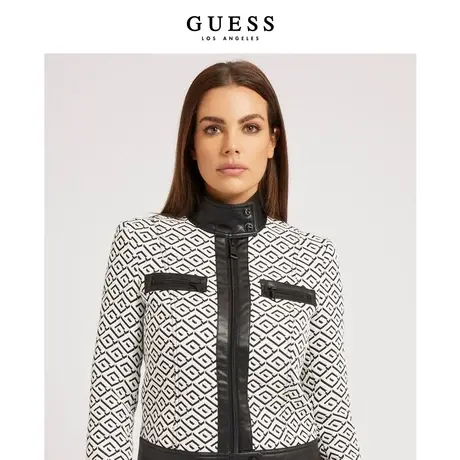 GUESS女士时尚印花皮革短外套-W3RL10WF5F0商品大图
