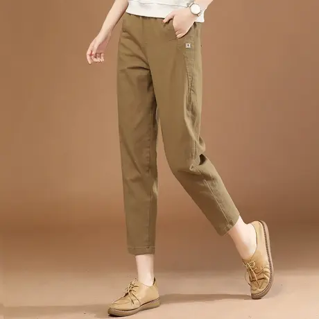 韩潮袭人松紧腰显瘦直筒休闲裤女2024春新款百搭哈伦裤子薄图片