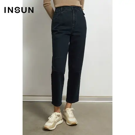 INSUN恩裳秋季高腰小脚九分牛仔裤商品大图