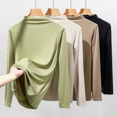 2023年新款莫代尔长袖t恤圆领打底衫女秋冬内搭冰丝薄款秋季上衣商品大图