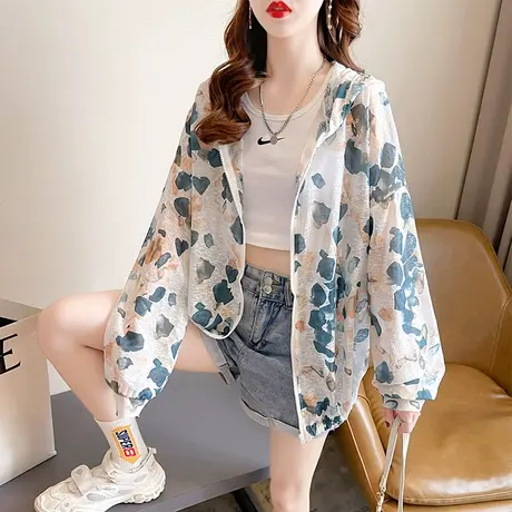 户外透气开衫防晒衣女夏季韩版宽松薄款冰丝百搭度假风外套空调衫图片
