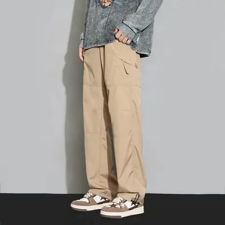 工装裤子男士夏季薄款潮牌宽松直筒阔腿卫裤学生日系春秋休闲长裤商品大图