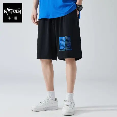 伟臣潮流印花大码休闲短裤男胖子加肥加大宽松冰丝轻薄肥佬五分裤图片