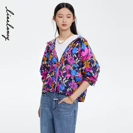 俪雅/LANCY商场同款女22春夏奥莱休闲运动印花夹克外套女士正品图片