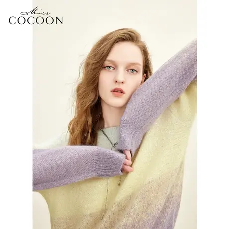 missCOCOON羊毛渐变针织衫女2023秋季新款圆领套头内搭毛衫上衣冬商品大图