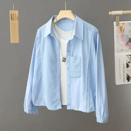 小个子短款蓝色衬衫外套女春秋款2024新款爆款美式高级感衬衣上衣图片