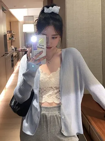 夏季薄款外搭防晒衣针织开衫女长袖冰丝空调衫外套气质小披肩上衣图片