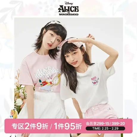 SPAO迪士尼爱丽丝联名夏季新款SORONA主题印花T恤SPRWC23D01图片