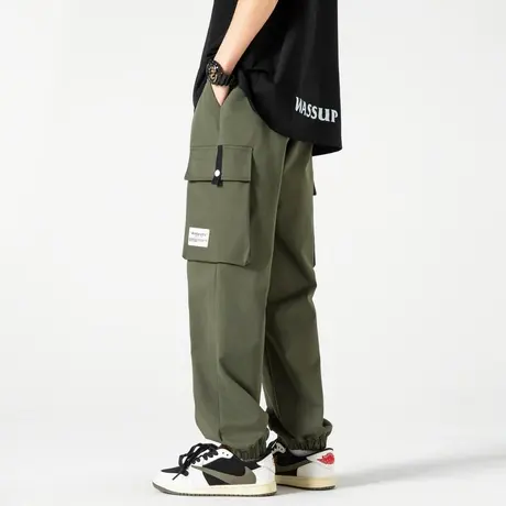 男士军绿色工装裤潮牌男裤子春秋季休闲裤男款束脚裤登山裤冲锋裤商品大图