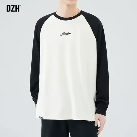 男士宽松长袖t恤男春秋款潮牌圆领体恤男装2024新款打底衫上衣服商品大图