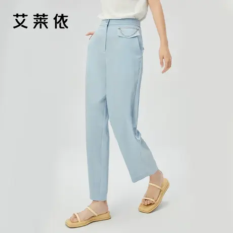 艾莱依2022夏季新款时尚宽松休闲阔腿裤女高级感直筒通勤锥形裤子图片