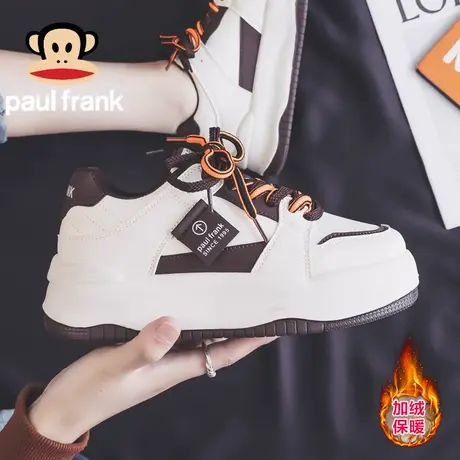 大嘴猴女鞋小白鞋女款冬季加绒二棉鞋2023新款爆款面包鞋厚底板鞋商品大图