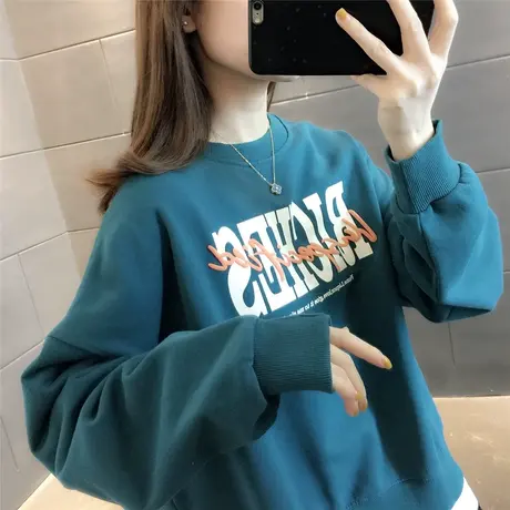 假两件字母印花卫衣女2022年春秋季新款女装拼接上衣百搭外套潮流商品大图