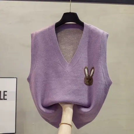 细针v领针织马甲背心女2023秋装新款宽松外穿马夹叠穿毛衣坎肩潮商品大图