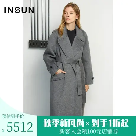 恩裳商场同款冬季都市大气宽松O型西装领长款毛呢外套女商品大图