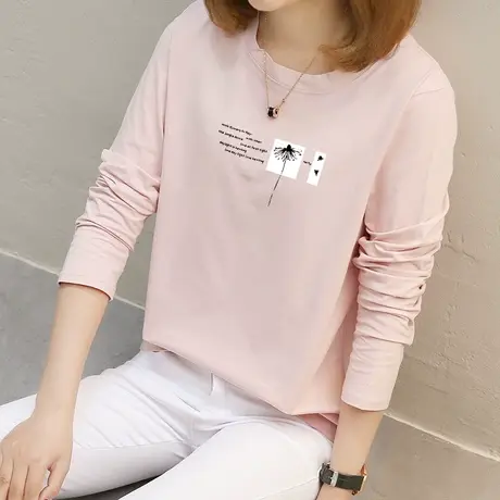 春夏2022年新款纯棉长袖t恤女设计感小众内搭学生上衣宽松韩版潮商品大图