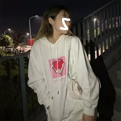 美式复古卫衣女2021宽松韩版潮ins连帽上衣bf慵懒风春秋薄款外套商品大图