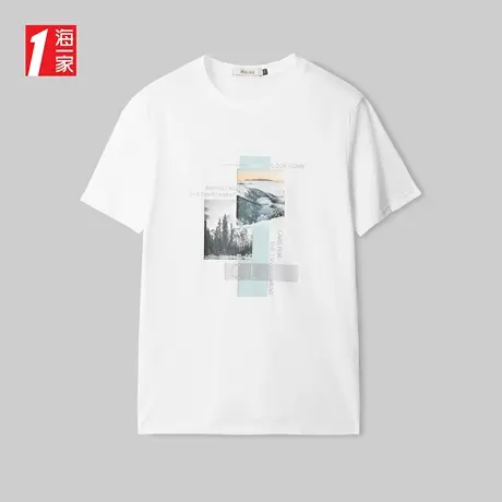 海一家时尚创意印花短T2023夏季新款舒适休闲日常青年男士短袖T恤商品大图