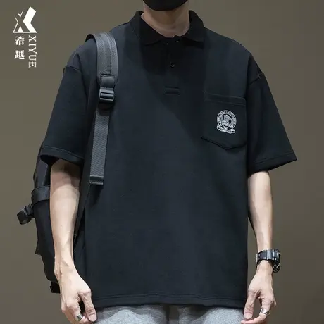 300g空气层美式重磅口袋t恤男宽松大码夏季Polo衫短袖男士衬衣潮商品大图