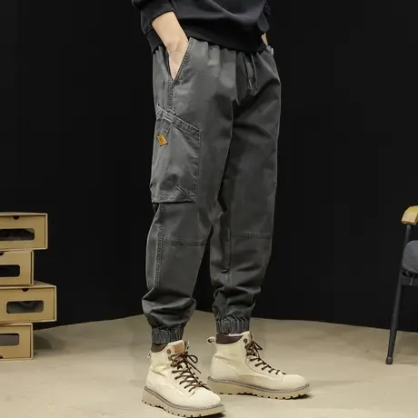 美式工装裤男2023新款潮牌休闲束脚男裤大码秋款多袋复古裤子秋季商品大图