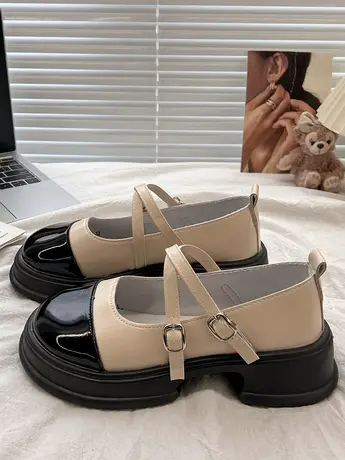 玛丽珍小皮鞋女2023新款秋季英伦风交叉带圆头日系jk厚底法式单鞋商品大图