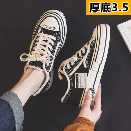 厚底帆布鞋女2023新款春秋季街拍乞丐鞋韩版百搭ins休闲学生板鞋商品大图