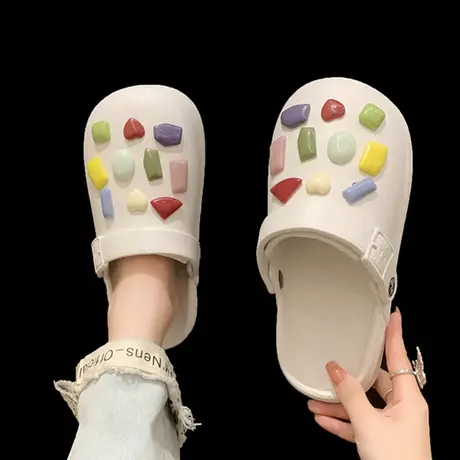 白色洞洞鞋女款外穿网红2023新款厚底防滑护士沙滩包头凉拖鞋女夏商品大图