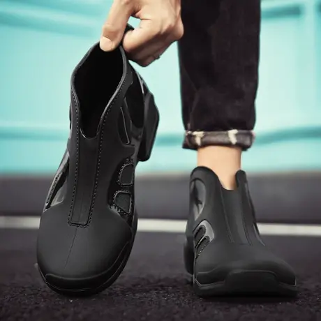 雨鞋男夏季防滑防水钓鱼外卖专用水鞋男士工地干活雨天劳保鞋秋季商品大图