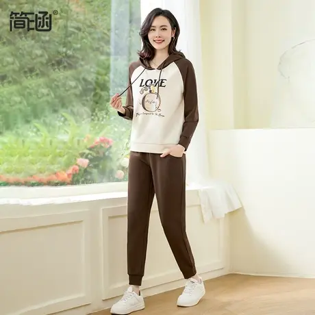 运动套装简涵大码女装2024春装新款两件套时尚洋气修身显瘦套装潮图片